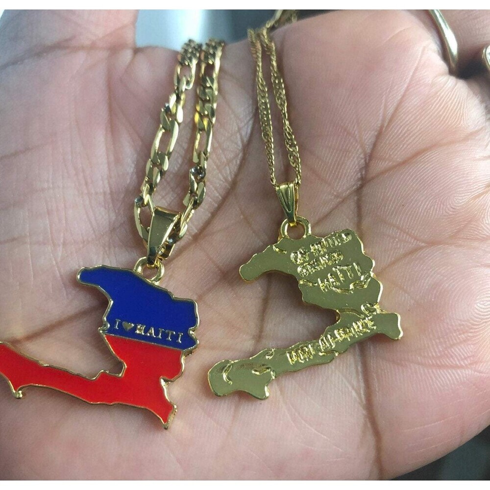 Haiti 24k gold plated necklace set, his and hers haiti necklace, - Picture 4 of 5